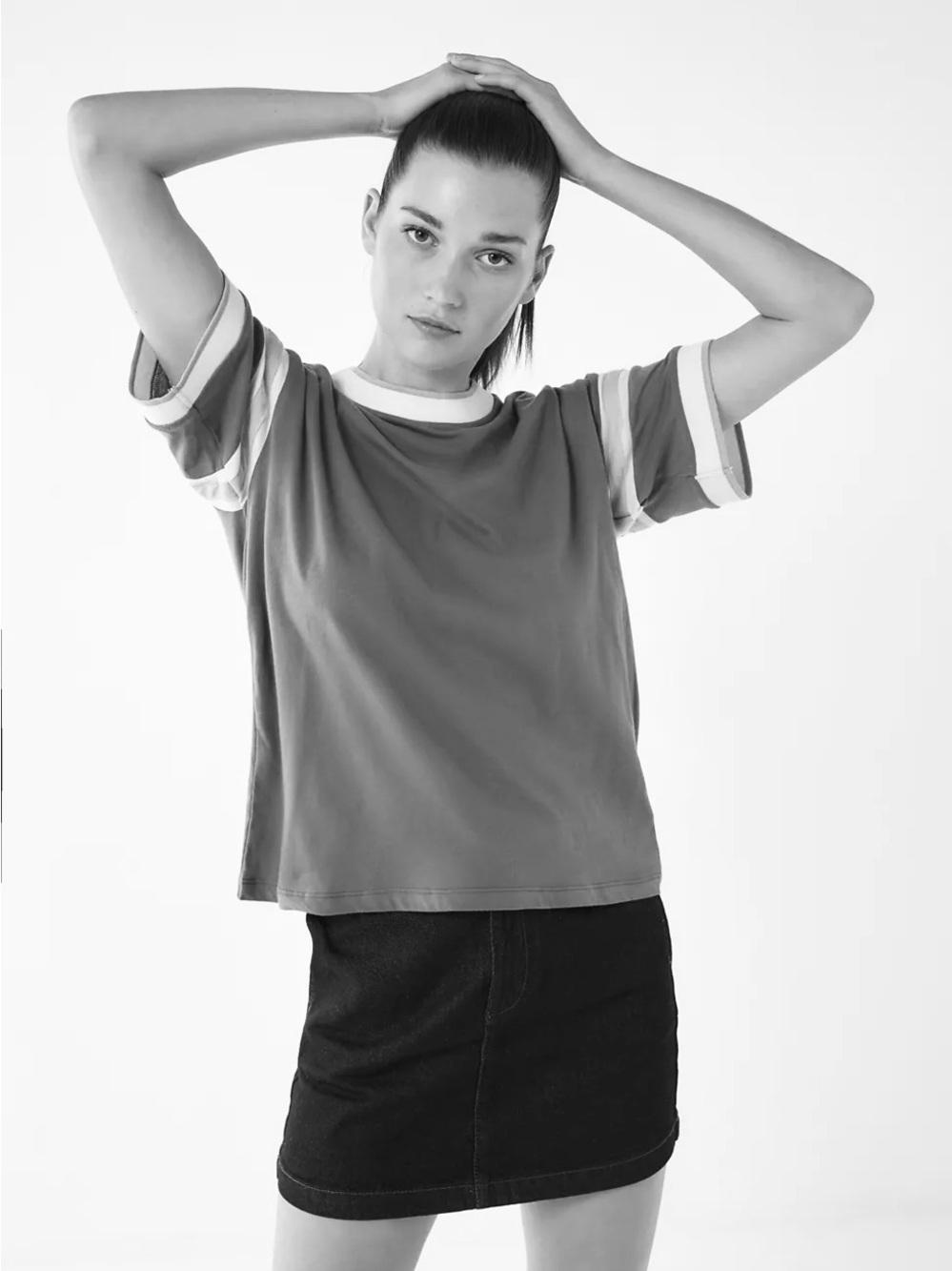 Urban Outfitters Grey and Pink Project Social T Sewn Football Tee
